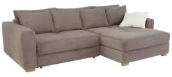 Ecksofa mit Bettfunktion und Bettkasten taupe Velourstoff B/H/T: ca. 288x86x186 cm