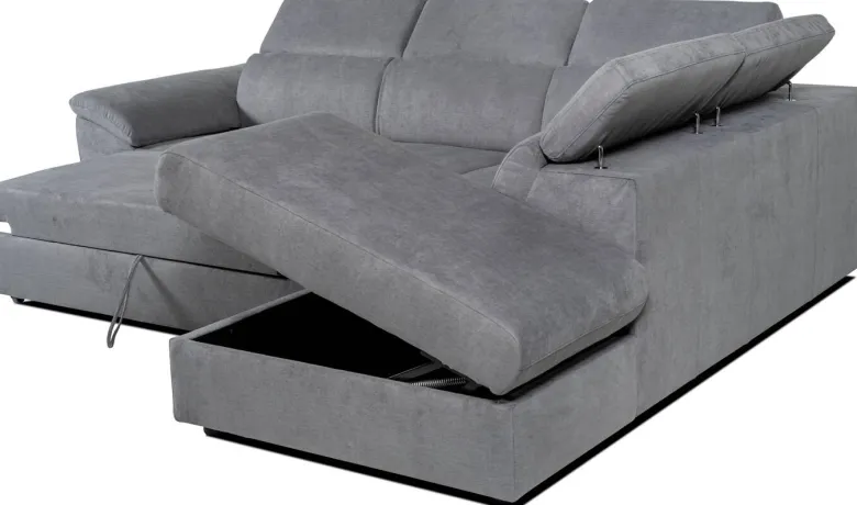 Ecksofa mit Bettfunktion und Bettkasten titanfarbig Flachgewebe B/H/T: ca. 280x108x235 cm