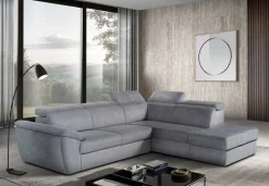 Ecksofa mit Bettfunktion und Bettkasten titanfarbig Flachgewebe B/H/T: ca. 280x108x235 cm