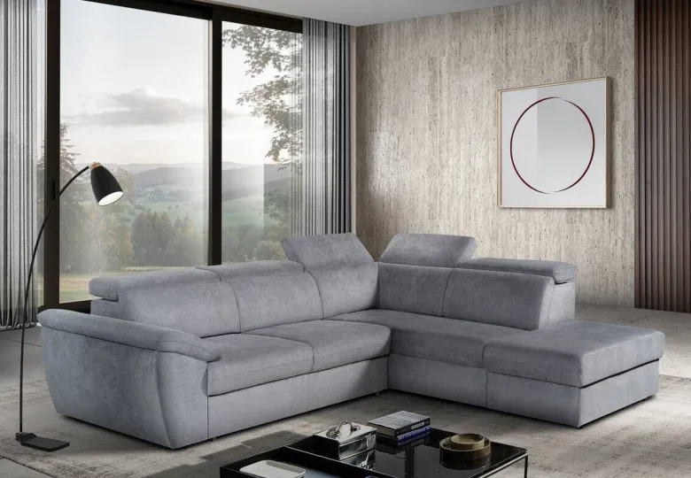 Ecksofa mit Bettfunktion und Bettkasten titanfarbig Flachgewebe B/H/T: ca. 280x108x235 cm