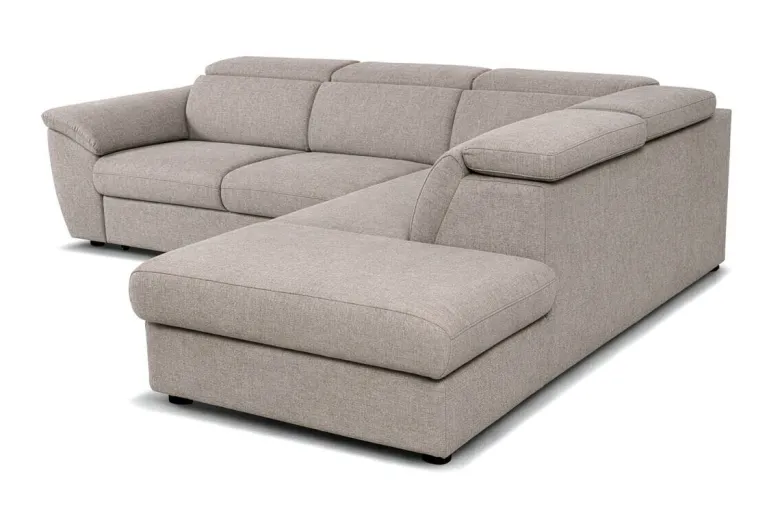 Ecksofa mit Bettfunktion und Bettkasten Greige Flachgewebe B/H/T: ca. 280x108x235 cm
