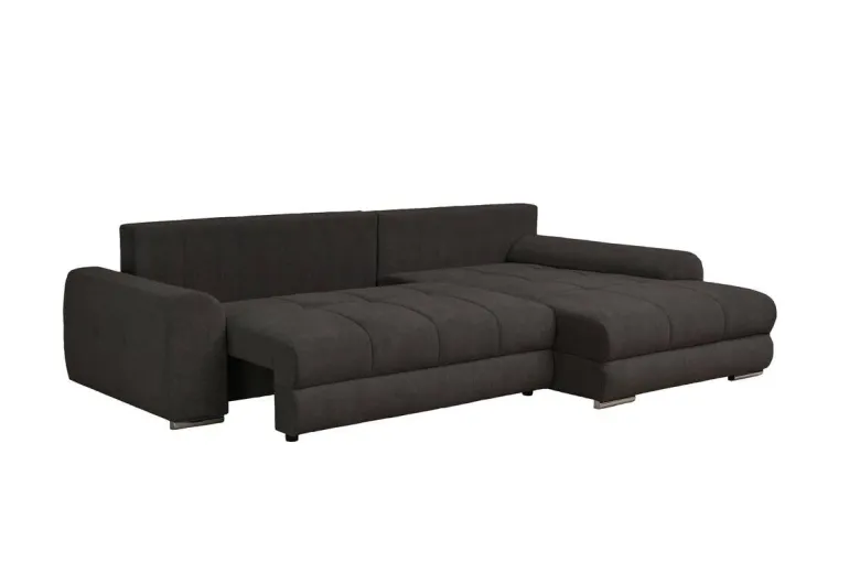 Ecksofa mit Bettfunktion und Bettkasten Lorenz schwarz Microfaser B/H/T: ca. 284x74x180 cm