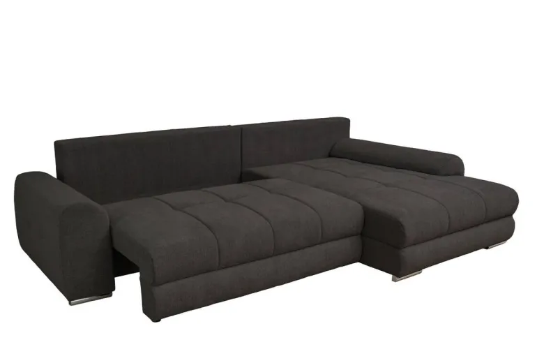 Ecksofa mit Bettfunktion und Bettkasten Lorenz schwarz Microfaser B/H/T: ca. 284x74x180 cm