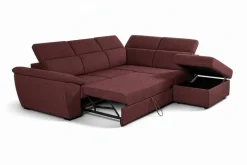 Ecksofa mit Bettfunktion und Bettkasten rostrot Flachgewebe B/H/T: ca. 280x108x235 cm