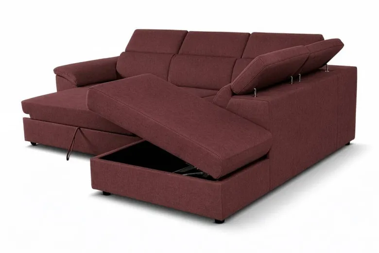 Ecksofa mit Bettfunktion und Bettkasten rostrot Flachgewebe B/H/T: ca. 280x108x235 cm