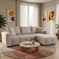 Ecksofa mit Bettfunktion und Bettkasten hellgrau Webstoff B/H/T: ca. 247x83x162 cm