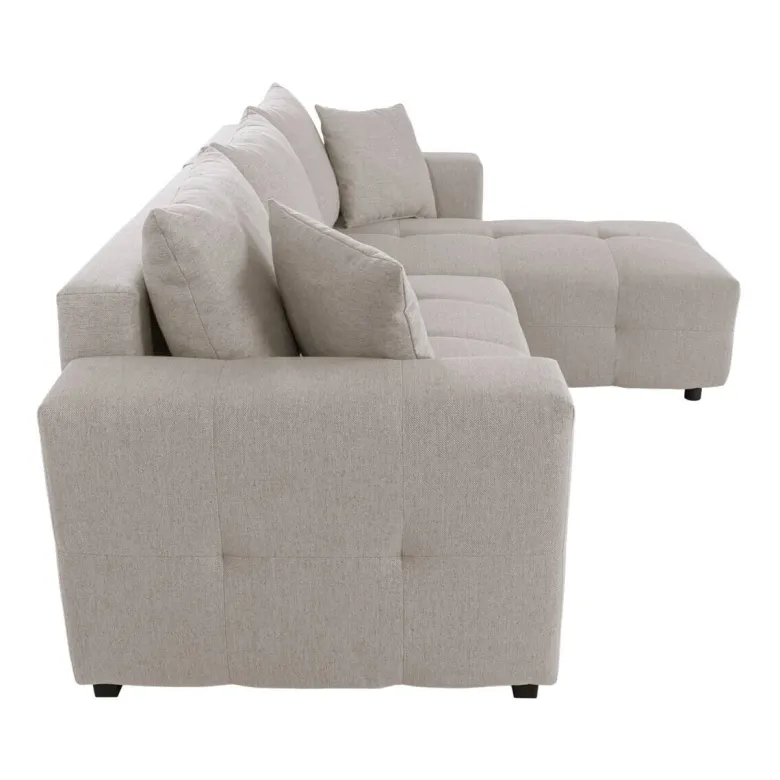 Ecksofa mit Bettfunktion und Bettkasten hellgrau Webstoff B/H/T: ca. 247x83x162 cm
