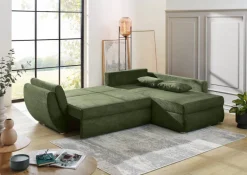Ecksofa mit Bettfunktion und Bettkasten grün Microfaser B/H/T: ca. 272x88x200 cm