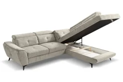 Ecksofa mit Bettfunktion und Bettkasten Greige Microfaser B/H/T: ca. 274x82x231 cm