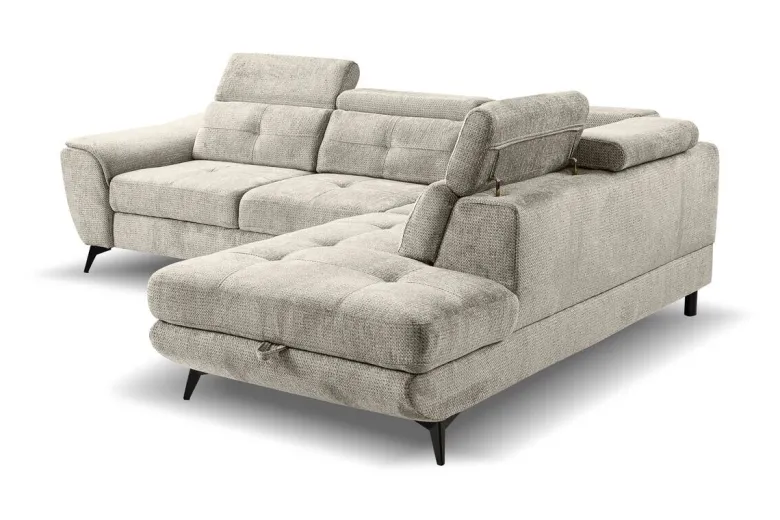 Ecksofa mit Bettfunktion und Bettkasten Greige Microfaser B/H/T: ca. 274x82x231 cm