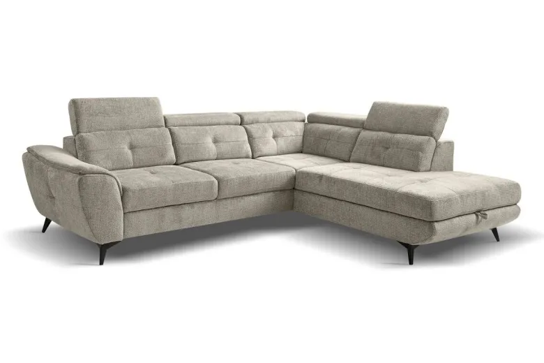 Ecksofa mit Bettfunktion und Bettkasten Greige Microfaser B/H/T: ca. 274x82x231 cm