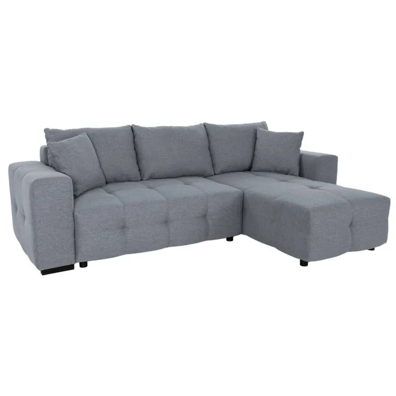 Ecksofa mit Bettfunktion und Bettkasten grau Webstoff B/H/T: ca. 247x83x162 cm