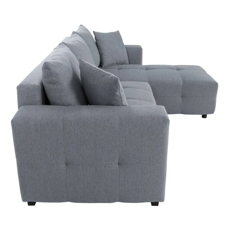 Ecksofa mit Bettfunktion und Bettkasten grau Webstoff B/H/T: ca. 247x83x162 cm