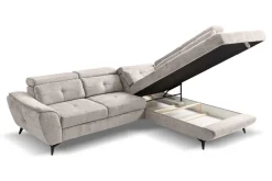 Ecksofa mit Bettfunktion und Bettkasten grau Microfaser B/H/T: ca. 274x82x231 cm