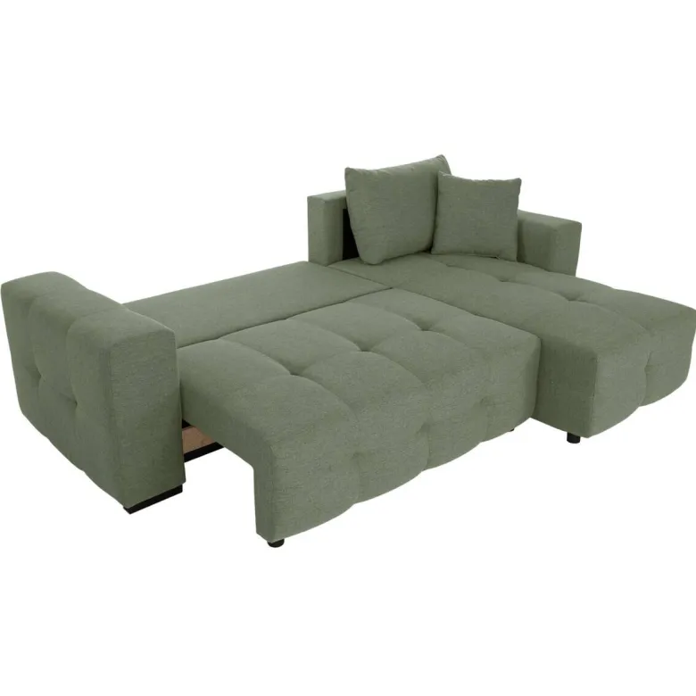 Ecksofa mit Bettfunktion und Bettkasten salbei Webstoff B/H/T: ca. 247x83x162 cm