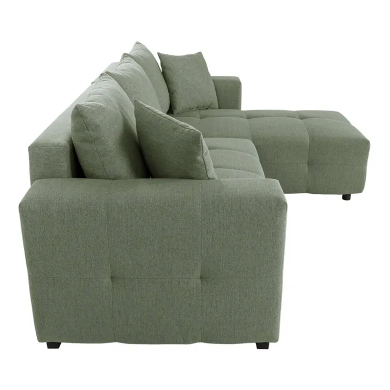 Ecksofa mit Bettfunktion und Bettkasten salbei Webstoff B/H/T: ca. 247x83x162 cm