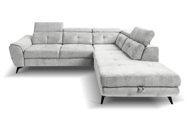 Ecksofa mit Bettfunktion und Bettkasten silber Microfaser B/H/T: ca. 274x82x231 cm