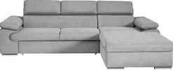 Ecksofa mit Bettfunktion und Bettkasten graubraun