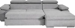Ecksofa mit Bettfunktion und Bettkasten graubraun