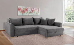 Ecksofa mit Bettfunktion und Bettkasten grau Microfaser B/H/T: ca. 236x81x160 cm