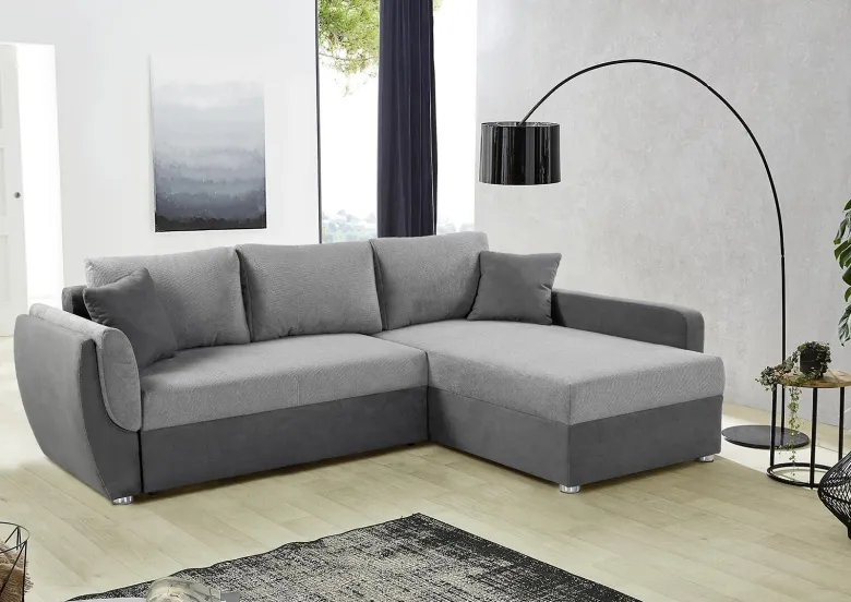 Ecksofa mit Bettfunktion und Bettkasten anthrazit grau Polyester B/H/T: ca. 247x82x178 cm