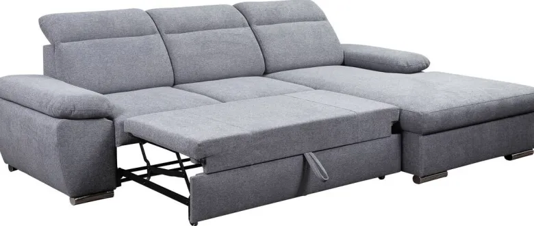 Ecksofa mit Bettfunktion und Bettkasten dunkelgrau Microfaser B/H/T: ca. 285x100x182 cm