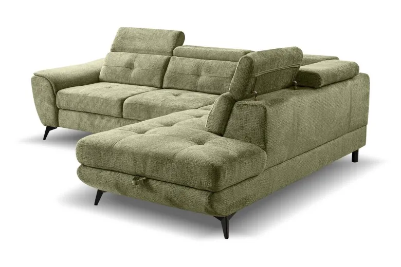 Ecksofa mit Bettfunktion und Bettkasten moosgrün Microfaser B/H/T: ca. 274x82x231 cm