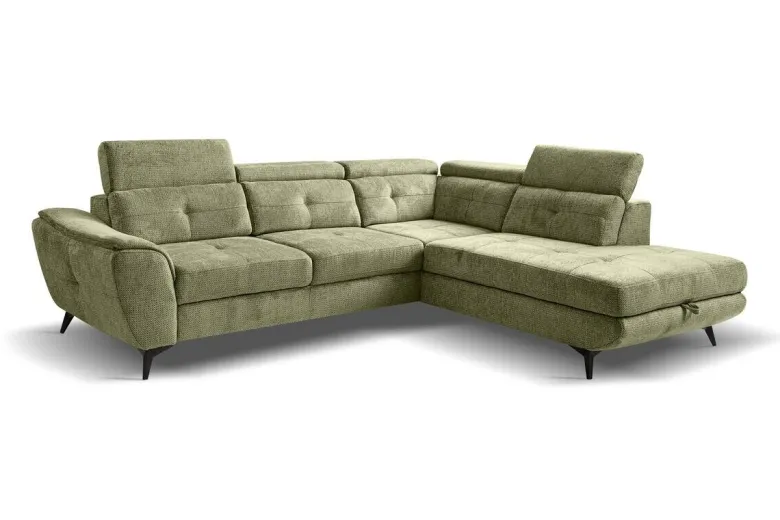 Ecksofa mit Bettfunktion und Bettkasten moosgrün Microfaser B/H/T: ca. 274x82x231 cm