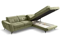 Ecksofa mit Bettfunktion und Bettkasten moosgrün Microfaser B/H/T: ca. 274x82x231 cm