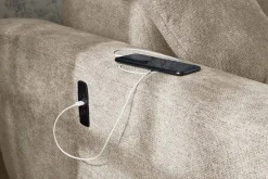 Ecksofa mit elektrischer Sitztiefenverstellung beige Microfaser B/H/T: ca. 296x105x200 cm