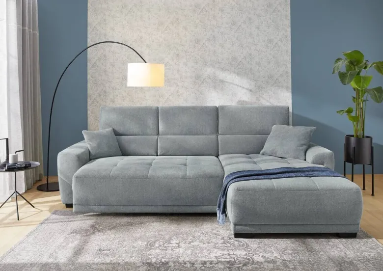 Ecksofa mit elektrischer Sitztiefenverstellung grau Microfaser B/H/T: ca. 296x105x200 cm