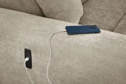 Ecksofa mit elektrischer XXL Sitztiefenverstellung beige Flachgewebe B/H/T: ca. 277x109x187 cm