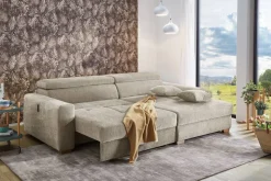Ecksofa mit elektrischer XXL Sitztiefenverstellung beige Flachgewebe B/H/T: ca. 277x109x187 cm
