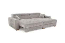 Ecksofa mit elektrischer XXL Sitztiefenverstellung hellgrau Flachgewebe B/H/T: ca. 277x109x187 cm