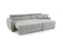 Ecksofa mit elektrischer XXL Sitztiefenverstellung hellgrau Flachgewebe B/H/T: ca. 270x109x175 cm