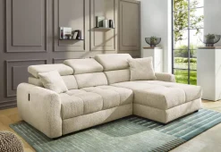 Ecksofa mit elektrischer XXL Sitztiefenverstellung beige Flachgewebe B/H/T: ca. 270x109x175 cm