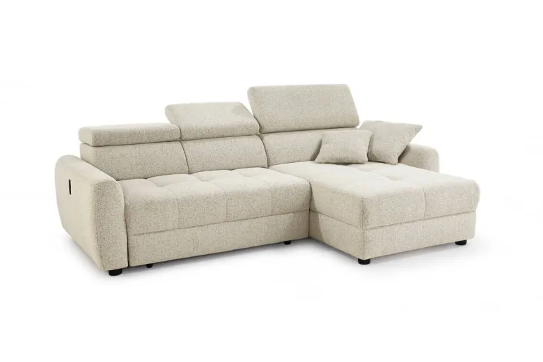 Ecksofa mit elektrischer XXL Sitztiefenverstellung beige Flachgewebe B/H/T: ca. 270x109x175 cm
