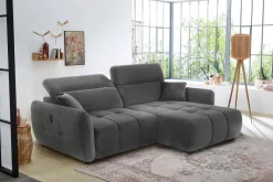 Ecksofa mit elektrischer XXL Sitztiefenverstellung grau Kord B/H/T: ca. 260x106x191 cm