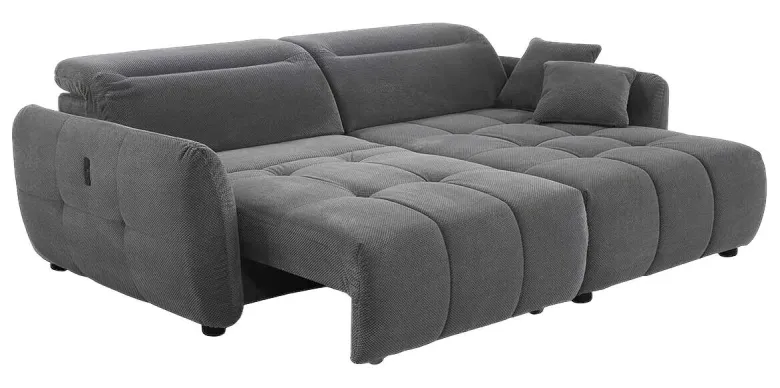 Ecksofa mit elektrischer XXL Sitztiefenverstellung grau Kord B/H/T: ca. 260x106x191 cm