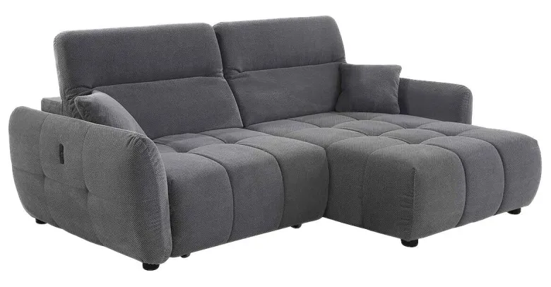 Ecksofa mit elektrischer XXL Sitztiefenverstellung grau Kord B/H/T: ca. 260x106x191 cm