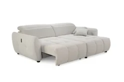 Ecksofa mit elektrischer XXL Sitztiefenverstellung hellbeige Kord B/H/T: ca. 260x106x191 cm