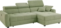 Ecksofa mit elektrischer XXL Sitztiefenverstellung hellgrün Flachgewebe B/H/T: ca. 270x109x175 cm