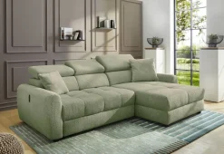 Ecksofa mit elektrischer XXL Sitztiefenverstellung hellgrün Flachgewebe B/H/T: ca. 270x109x175 cm