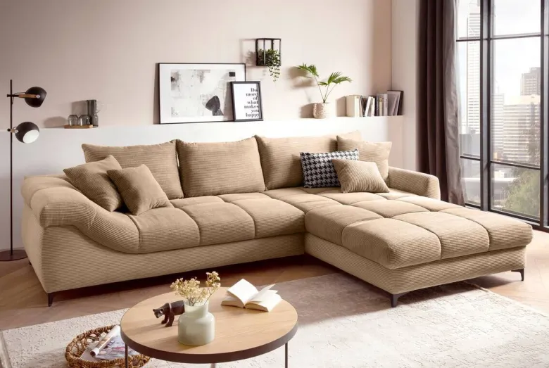 Ecksofa taupe Microfaser B/H/T: ca. 332x96x227 cm