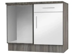 Eckunterschrank weiß Hochglanz B/H/T: ca. 110x82x57 cm