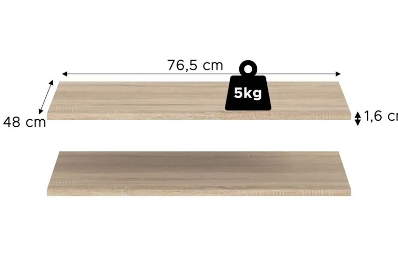 Einlegeböden-Set ZUBEHÖR 2er Eiche Sonoma B/H/T: ca. 77x2x48 cm
