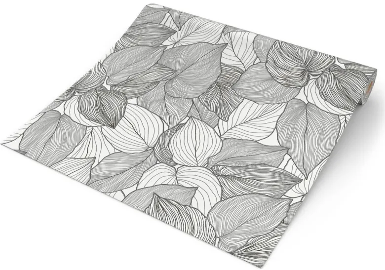 Erismann Vliestapete Blätter weiß schwarz B/L: ca. 53x1005 cm