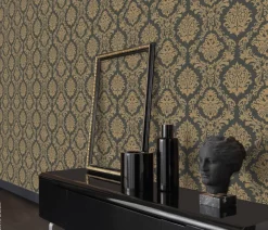 Erismann Vliestapete Ornament schwarz gold B/L: ca. 53x1005 cm