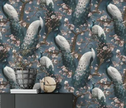Erismann Vliestapete Pfau blau B/L: ca. 53x1005 cm