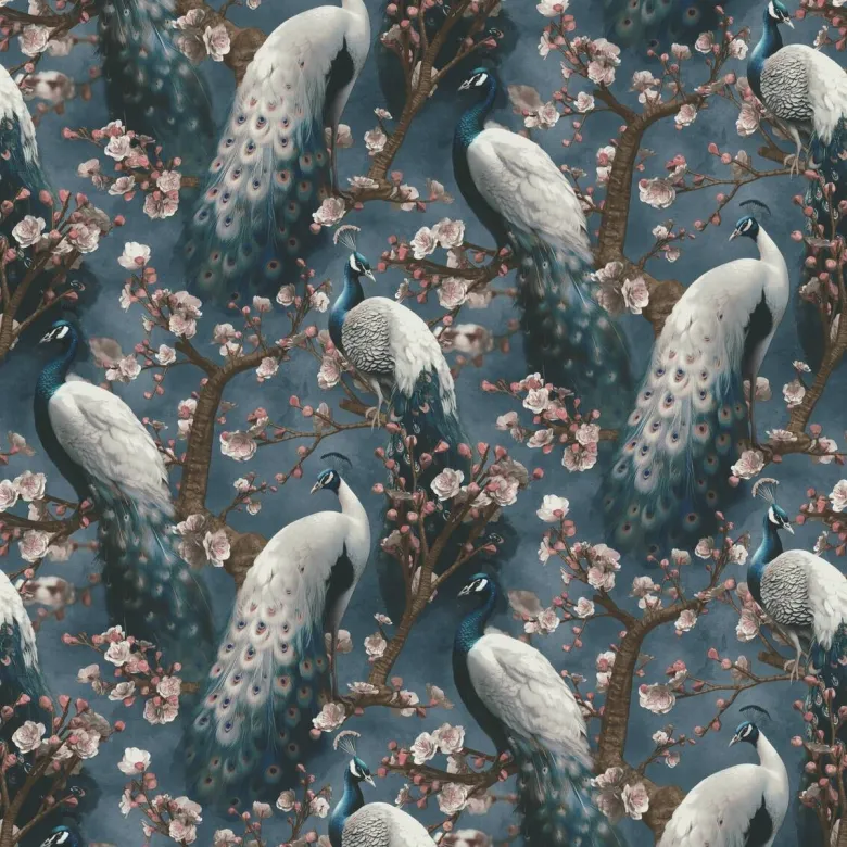 Erismann Vliestapete Pfau blau B/L: ca. 53x1005 cm